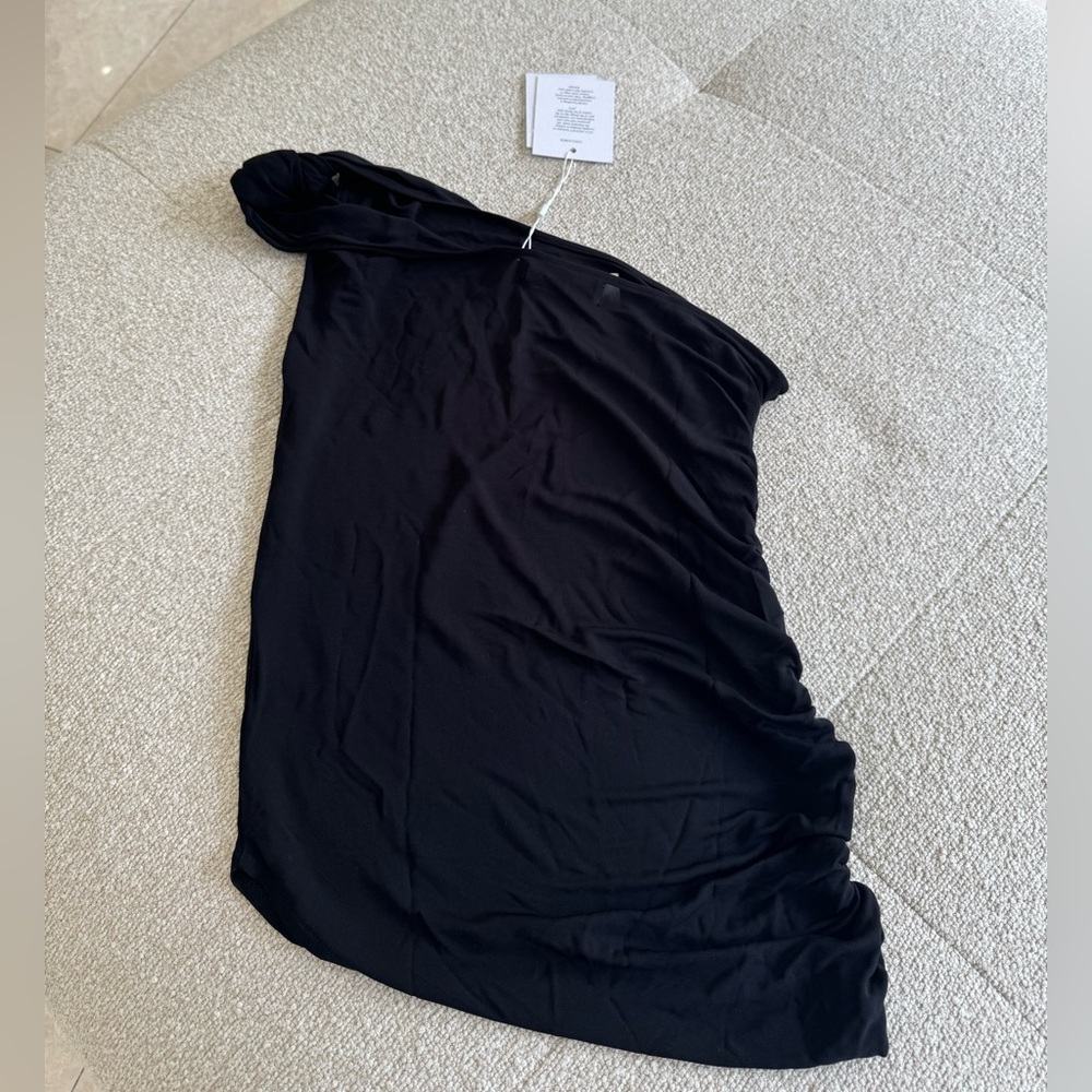 Asta Resort Penelope One Shoulder Ruched Top in Black NWT - Picture 7 of 7